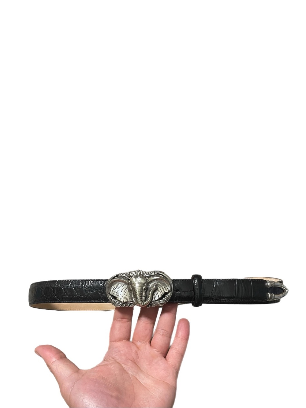 Vintage 1996 Brighton Genuine Leather Belt With Elephant Metal Buckle